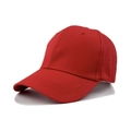 Classic red six-panel cotton baseball cap with structured crown and curved brim - M (56-58cm) / Red