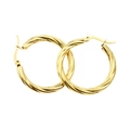 Chic 18K gold-plated twisted hoop earrings in titanium steel with a textured rope design - Twisted Texture Hoop Earrings (MS-038) / 30MM / Gold