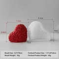 DIY silicone mold for making 3D heart-shaped soaps and candles with measurement details - Standing Heart Mold J-0888