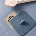 Blue silicone square floor drain cover with non-slip texture for bathroom and shower - Blue