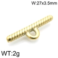 Textured gold-plated stainless steel OT toggle clasp jewelry connector, 27x3.5mm size - Gold Twisted Style (KLJ6848-Z)