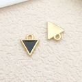 Triangle alloy pendant charm with black enamel and gold finish on textured background - 1pc Black Small Triangle