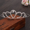 Detailed view of silver heart-shaped tiara with rhinestones on a vintage wooden box - Style 3 (Heart Rhinestone-Silver)