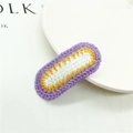 Handmade crochet BB hair clip with purple, yellow, and white knit patterns for women - 2# White Center Strip Purple