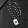 Silver stainless steel Ace of Spades poker pendant necklace on black texture - Ace of Spades (Steel Color)