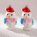 Weihnachts-Schneemann-Ohrhänger-Set in kräftigen Feiertagsfarben mit Silberhaken - Schneemann