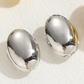 Orecchini a cerchio ovali in argento lucido con finitura metallica stile minimalista - Piccolo (1,5 * 2,5 cm) / Piccolo Argento