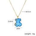 Blue resin bear pendant necklace with gold stars and stainless steel water wave chain - Light Blue Cross Chain