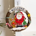 Ghirlanda natalizia con Babbo Natale, renna e scritta Welcome su anello da 24 cm - Ghirlanda in Vite Babbo Natale Dipinto