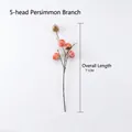 Lifelike 5-head artificial persimmon branch in orange color, 71cm length for home decor - 5-Head Persimmon Branch
