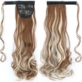 Brown and blonde highlighted wavy ponytail extension with velcro wrap-around attachment - Light Brown Highlighted Blonde