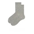 Klassische graue melierte Damenstricksocken mit Rippbündchen und Baumwollstruktur - Einheitsgröße / Hellgrau