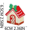 Christmas house embroidery patch with colorful bear and squirrel details, 6cm x 6.5cm size - Style 9 (House)