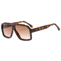 Flat top sunglasses with oversized tortoise shell frames and brown gradient lenses - Leopard Frame Gradient Tea Lens