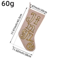 Linen Christmas stocking with golden sequins Jingle letter embroidery and size details - M1-30 Style 3/Jingle Letter