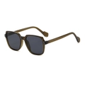 Fashionable oversized square sunglasses with translucent dark brown frames and dark lenses - Olive Green Frame Grey Lens