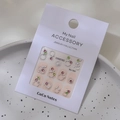 Silver ring nail art charms with pink green gems and white pearls in ceramic dish - MJ-060 Silver Stamping