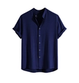 Camicia con Collo alla Coreana Blu Scuro (XCS02425052601)