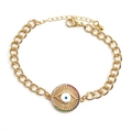 Vergoldetes Evil Eye Gliederketten-Armband mit bunten Zirkoniasteinen und Karabiner - CB0074-Multi Zirkon Strahlenkranz