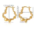 Detailed size chart showing height and width of wavy gold earrings in 18K gold plated copper - 18K Gold