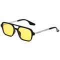 Lunettes de soleil aviateur rétro avec monture noire brillante et verres jaunes - Monture Noire Branche Argentée Verre Jaune
