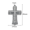 Silver retro cross pendant in stainless steel with embossed pattern, 48mm x 29mm size - Style Z2305S42/Relief Pattern