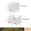 Adjustable white plastic sink organizer shelf extending from 14cm to 21cm in width - Left and Right Telescopic - Shallow Style (8383)