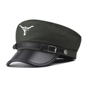 Détail de l'emblème de tête de taureau et du bouton ancre sur une casquette militaire - M (56-58cm) / Vert Militaire Avec Tête de Taureau