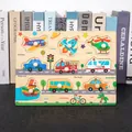 Educational wooden peg puzzle featuring colorful vehicles and airplanes for toddlers - A-505 Transportation Vehicles Recognition