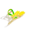 Elegant golden wheat ear hair claw clip with yellow and green enamel finish - Wheat Ear Design / Yellow
