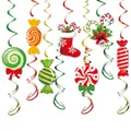 Decoraciones espirales de Navidad con caramelos, calcetines y adornos de bastón - 13 piezas Decoraciones de Remolino de Caramelos