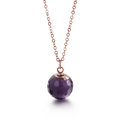 Minimalist rose gold necklace with a faceted dark purple crystal spherical pendant - Rose Gold Purple