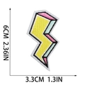 Detail view of yellow lightning bolt embroidery patch with dimensions 6cm x 3.3cm - Colored Lightning Style (X15SD-07-14)