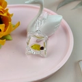 Miniature resin goldfish bag charm with yellow fish and silver metal ring accessory - Style 7 (Yellow and Red-Brown Goldfish)