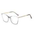 Cat eye blauw licht filter bril met paars verloop TR90 montuur en metalen pootjes - Transparant Purpergrijs