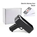 Black electric money gun toy with paper cash and white gift box packaging - Black / Black Money Gun + 100 Notes