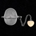 304 stainless steel heart tea infuser with beige stone pendant on black background - Yellow Jade