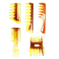 5-piece men's vintage amber hair comb set for styling textures and slicked-back looks - Amber 5-Piece Hair Comb Set