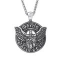 Odin's Krieger Viking necklace with stainless steel winged helmet relief pendant - Steel Color (No Chain) (C0609)