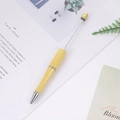 Creative bright yellow beaded ballpoint pen with a sleek metallic finish for DIY projects - Yellow