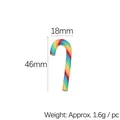 Rainbow striped resin candy cane ornament for DIY crafts, 46mm height and 18mm width - Large Broad Rainbow Stripe