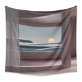 Dettaglio arazzo boho con paesaggio desertico surrealista e stampa del tramonto - 73X95CM (Spazzolato Transfrontaliero) / Stile ZJ702-7 (Vista Finestra)