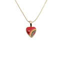 Goldene Halskette mit rotem Emaille-Herzanhänger, bunten Regenbogenstreifen und Kristall - Rotes Emaille-Herz + 50CM Schlangenkette