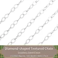 Chaîne gaufrée en acier inoxydable argent 7mm pour création bijoux DIY au mètre - Chaîne Gaufrée en Losange 7x10mm 1m