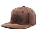 Brown vintage cotton flat brim baseball cap with scenario planning green embroidery - Adjustable / Coffee