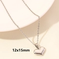 Polierte silberne Herz-Halskette aus Edelstahl mit den Maßen 12x15 mm am Anhänger - Poliertes Herz - Silber (S974-S+N22-S)