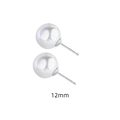 Pendientes de perlas blancas redondas de 12mm con pasadores de plata para mujer - Plata 925 / 12mm