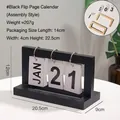 Calendrier perpétuel noir en bois nordique avec cartes de date blanches et anneaux - Calendrier à Feuilles Mobiles - Noir (Détachable)