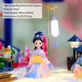 Ancient style Hanfu girl resin figurine reading lamp with purple dress, 10.2x8.5x23cm - -37 Reading Lamp Figurine