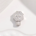 Polierter S925 Silber Sechskant Kleeblatt Verschluss mit Zirkonia für DIY Schmuck - Silber